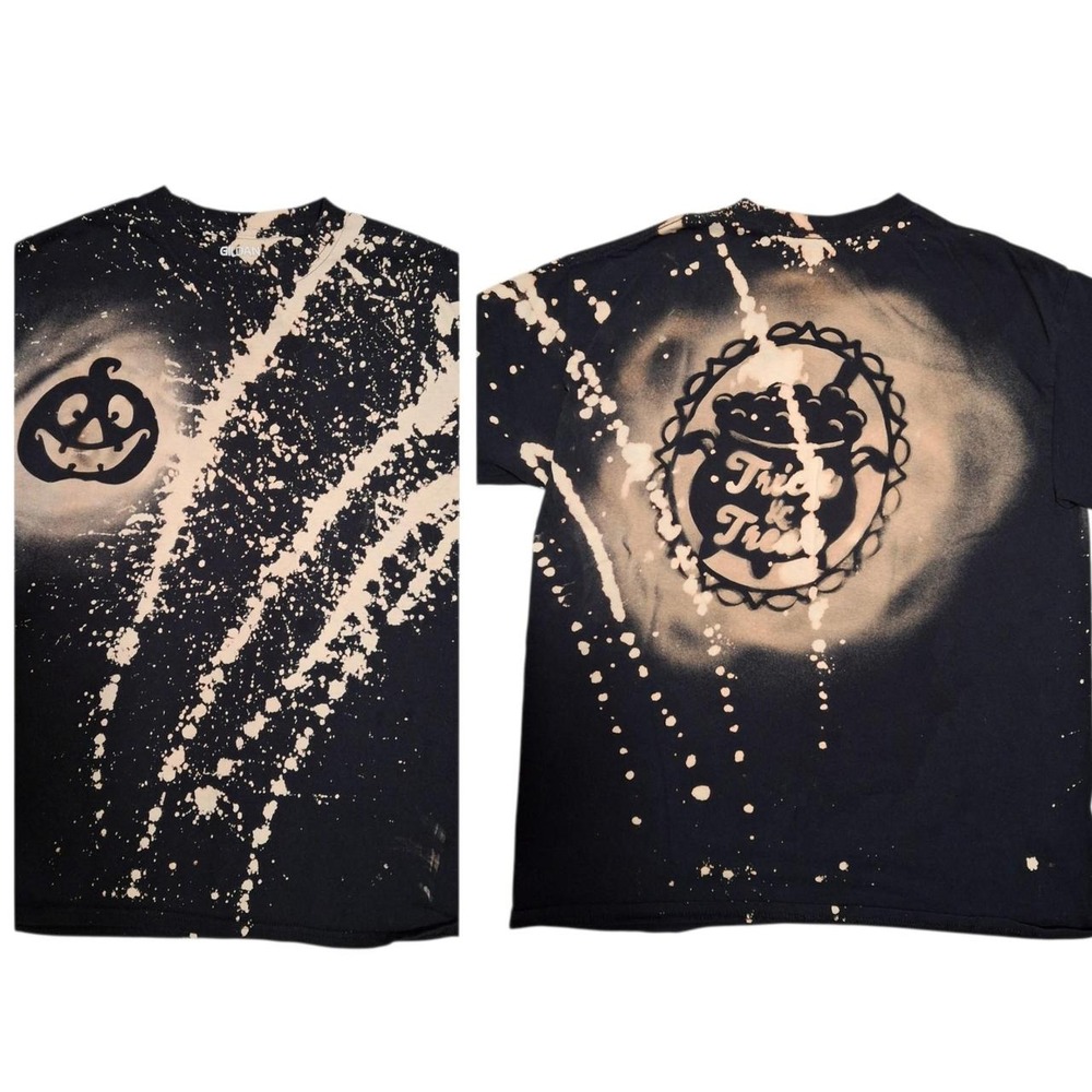 Black Halloween bleach splatter cotton t-shirt goth punk pumpkin size large